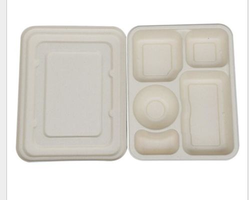 Jednorazowe pudełko na lunch 5 z pokrywką, biodegradowalne pudełko na lunch ze słomy pszennej