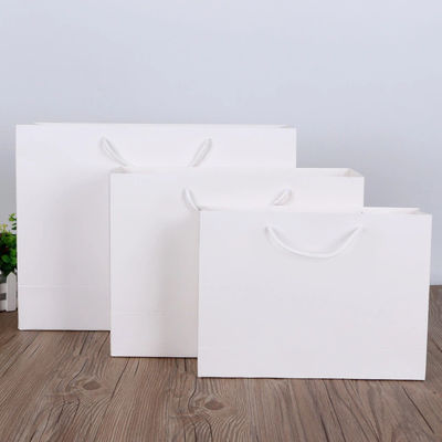 Biała torba na zakupy z papieru pakowego o gramaturze 100g / m2 Niestandardowe logo