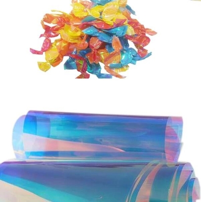 Drukowanie przezroczystych opakowań cukierniczych PVC Twist Film z kolorami tęczy dla opakowań cukierniczych